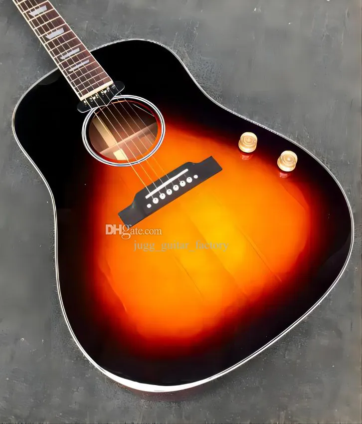 Sunburst afwerking john lennon j160e Elektrische Gitaar Akoestische Gitaar Gratis Verzending e-J160 vs Passieve Pickup Geluidsgat Gitaar j160