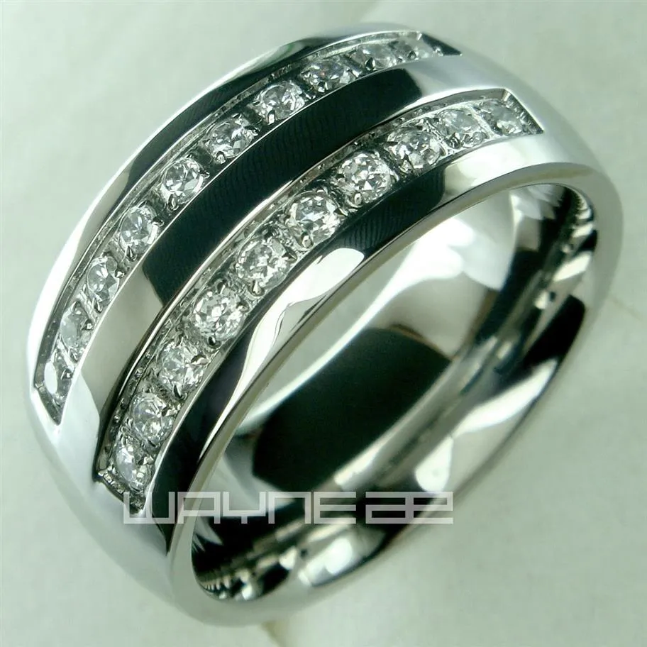 Seu anel masculino de aço inoxidável sólido anel de noivado de casamento tamanho de 8 9 10 11 12 13 14 15285D
