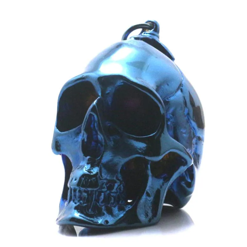 Naszyjniki wiszące Ogromne mężczyźni 316L Stal nierdzewna Cool Polerowanie Big Blue Rider Classic Skull Pendantpendant