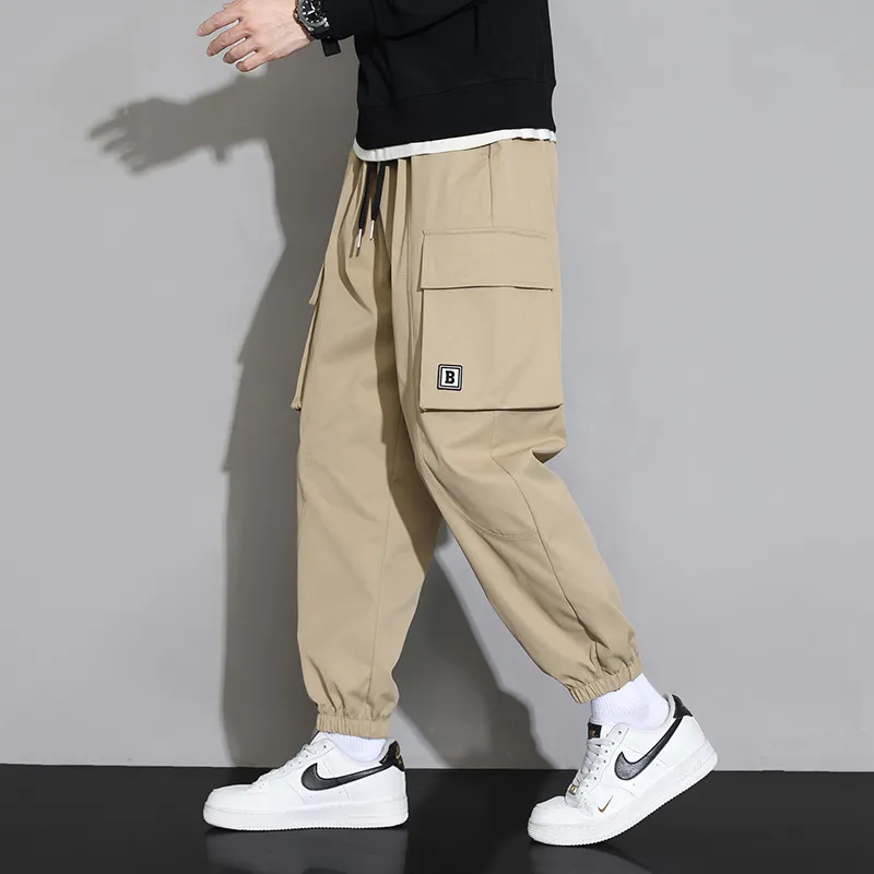 Cargo Harem Pants Men Streetwear Multi Pockets Trousers Casual Track Pants Mens Joggers Running Sports Casual Hip-Hop Stretch Pants Womens Pants Loose Men Trousers