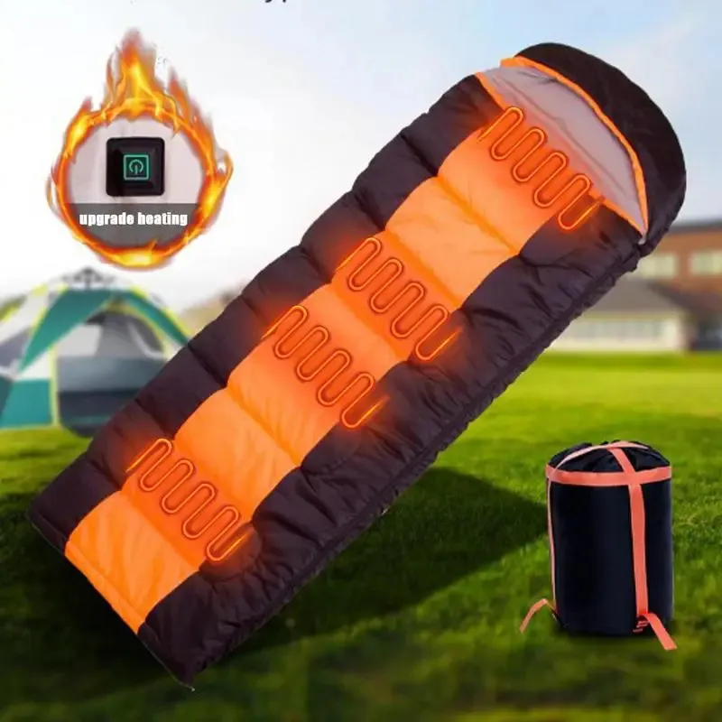 Bolsas de dormir USB Bolsa calentada Invierno Cálido Camping 3 engranajes Temperatura Almohadilla de calefacción con compresión para senderismo 231128