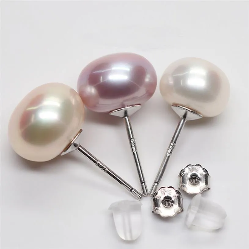 7-8mm المياه العذبة لؤلؤة eearrings stud 925 Silver Pearl أقراط ذات جودة جيدة 4 ألوان للاختيار 252T