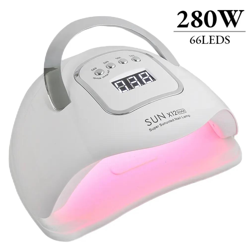 Sèche-ongles haute puissance SUN X12 MAX 66 pièces lampe UV LED pour sécher tous les vernis à gel avec grand capteur tactile LCD Salon de manucure 231128