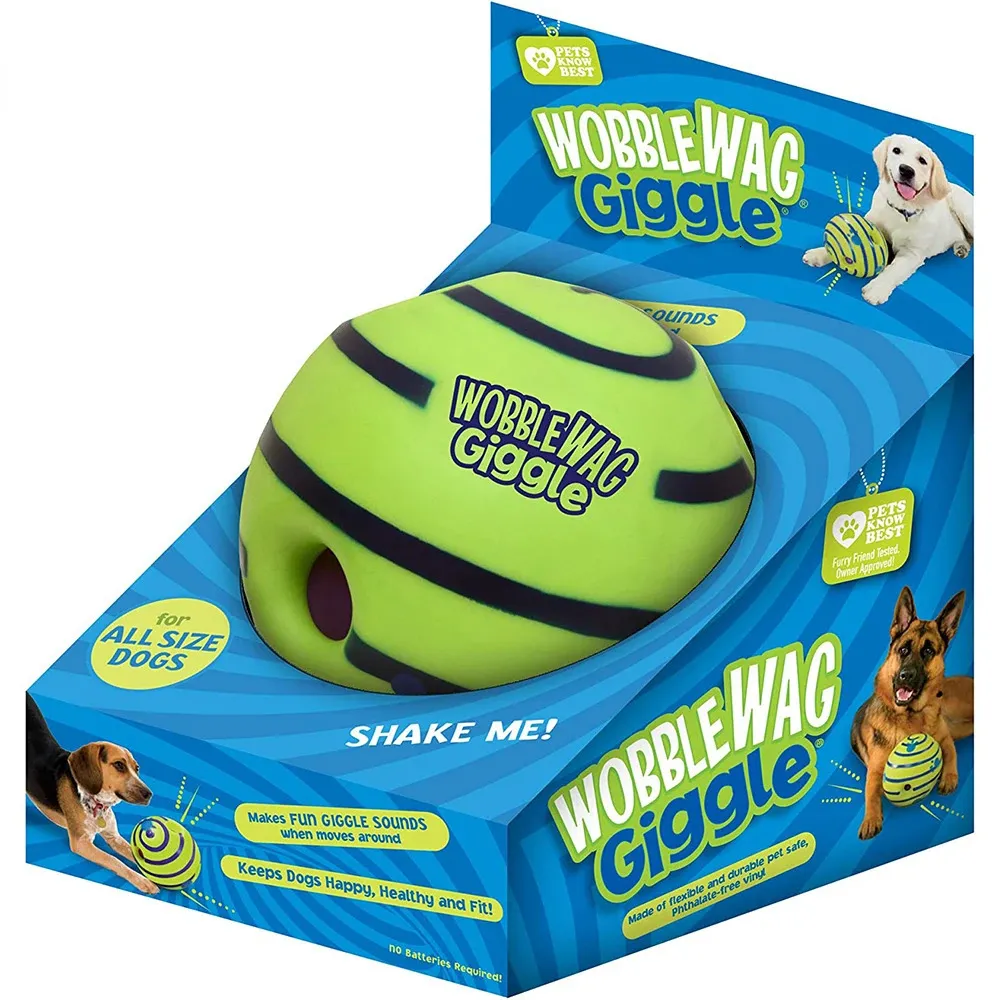 Jouets pour chiens à mâcher Wobble Wag Giggle Glow Ball interactif jouet pour animaux de compagnie chien balles grinçantes auto-guérison chiot jouet rire balle sonore mâcher balle pour animaux de compagnie 231129