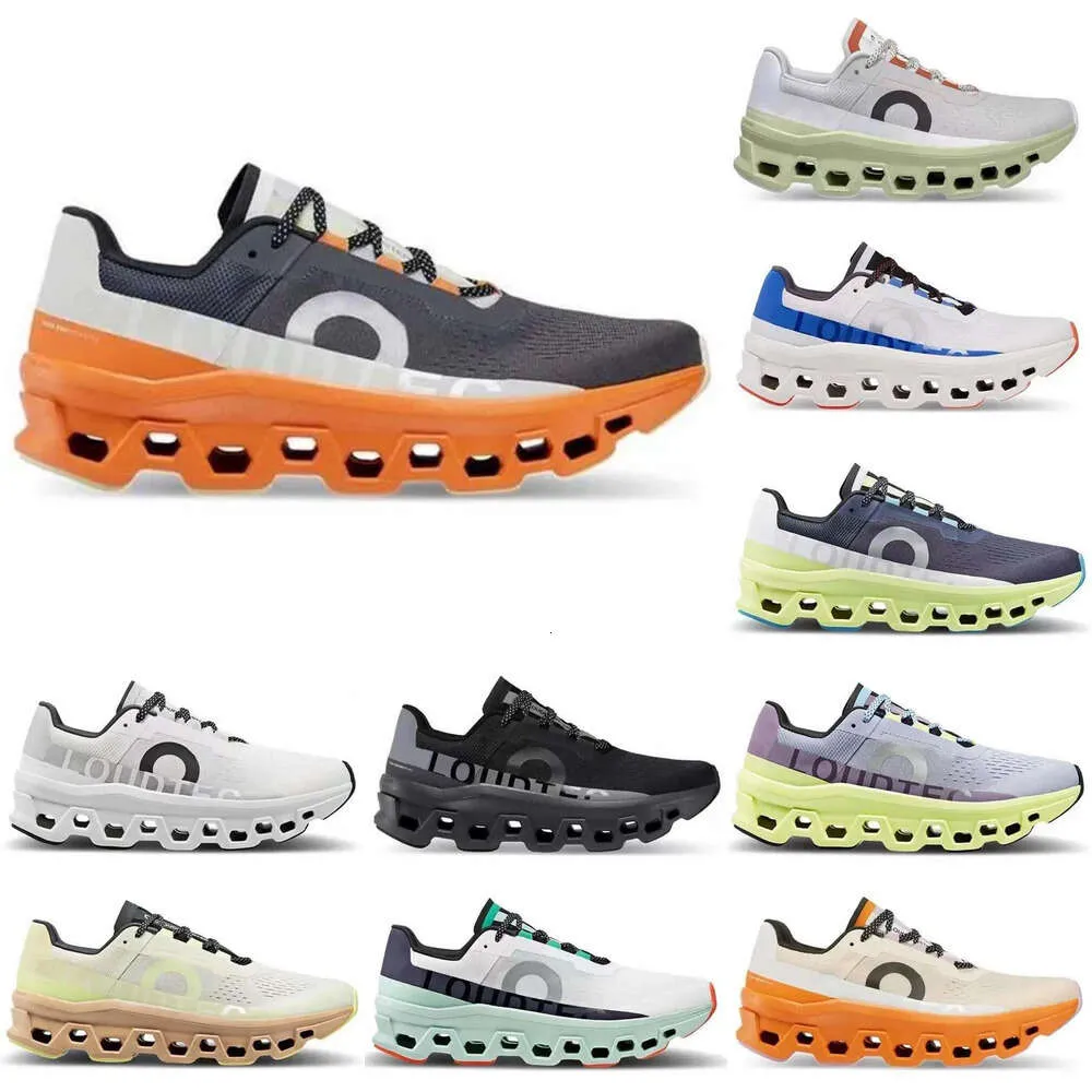 med skor Box Cloud CloudMonster Running Shoes Men Women Monster Onclouds Fawn Turmeric Iron Hay Black Magnet 2023 Trainer Sneaker Storlek 5.5 - 12