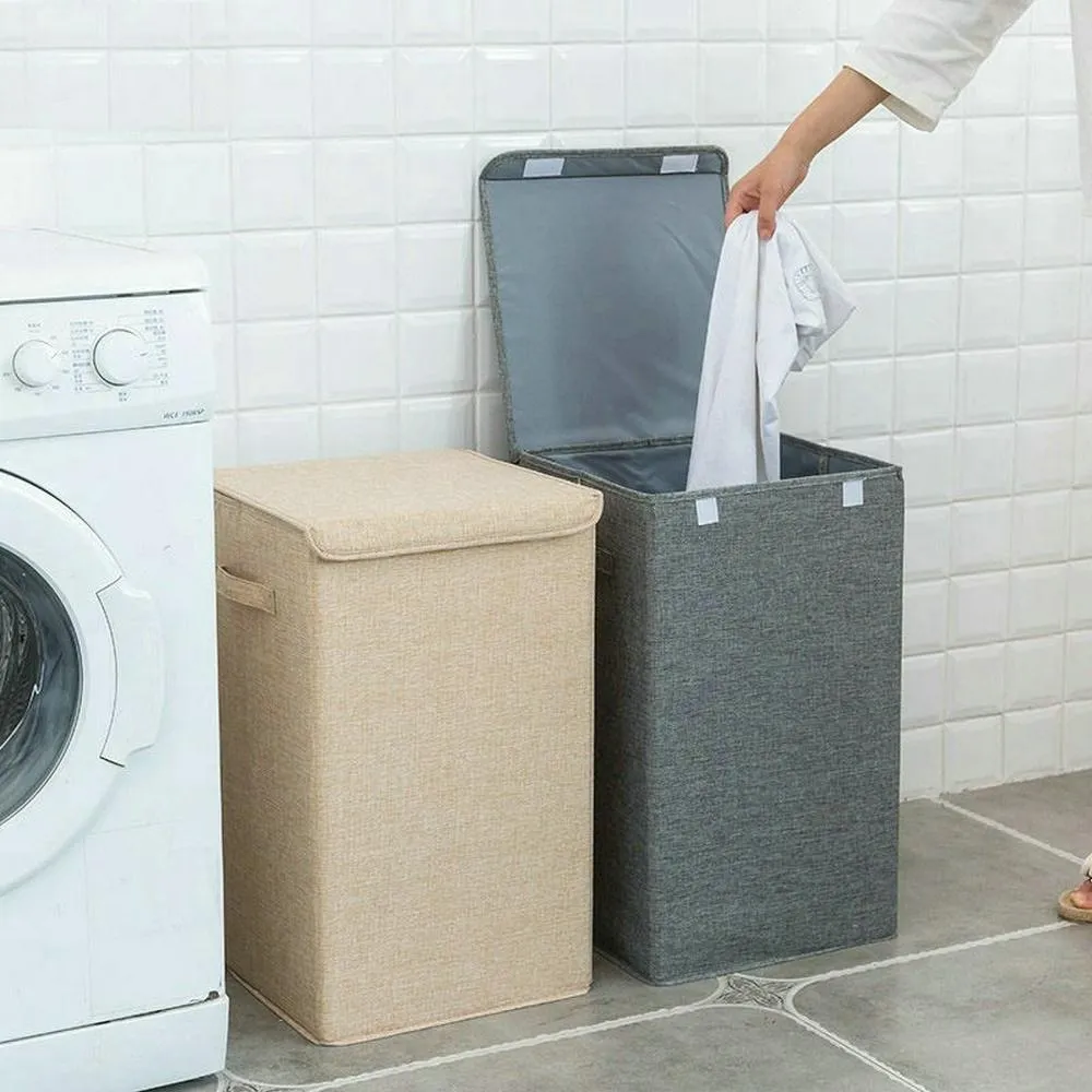 Organizasyon pamuk keten çamaşır sepeti kapak banyo depolama sepeti katlanabilir su geçirmez çamaşır engel