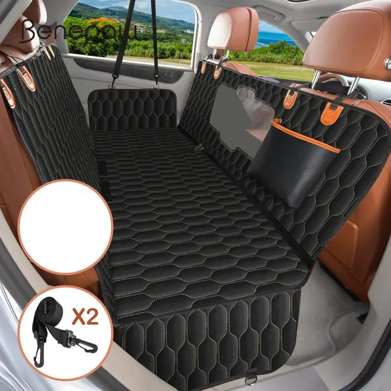 Transportadoras Benepaw 5 em 1 Dog Car Seat Cover Impermeável Durável Nonskidding Pet Backseat Cover para SUV Family Cars Trucks Fácil de instalar