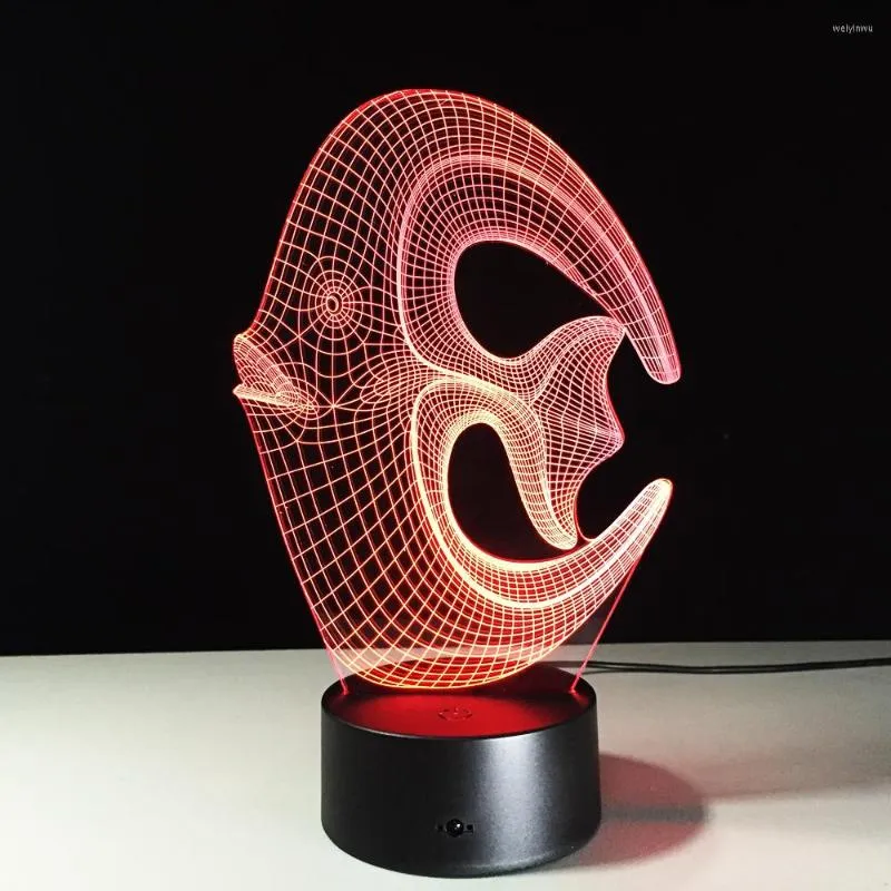 Luci notturne Elettronica per la casa Forma di pesce Lampada da tavolo piccola 3D Comodino per camera da letto Tocco colorato Prodotto creativo Regalo Ligh