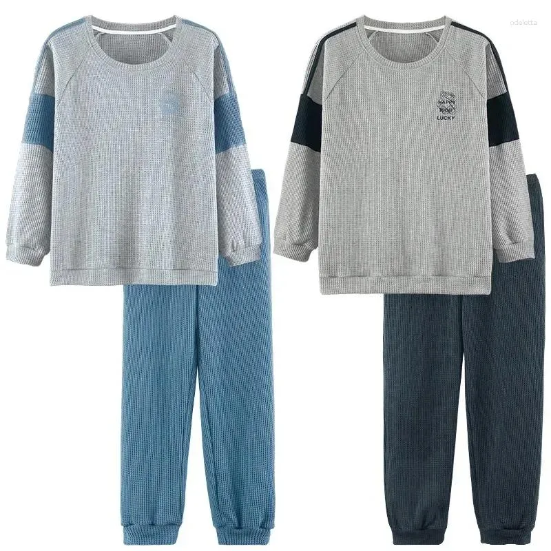 Vêtements de nuit pour hommes longs vêtements amples hommes couple maison 2024 pour pyjama manches pyjama coréen porter salon ensembles homewear coton femmes automne