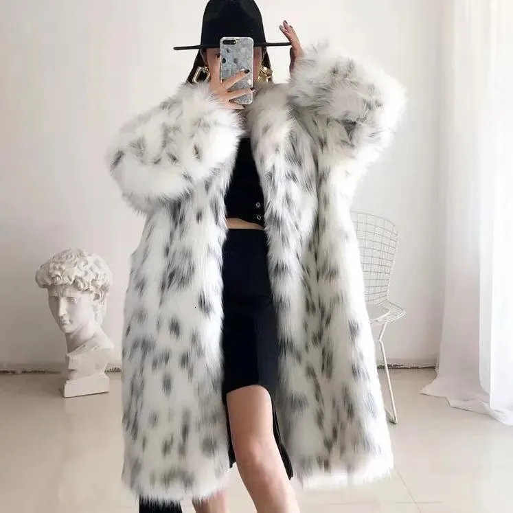 Women's Fur Faux Fur 2023 AutumnWinter Fashion Fur Coat Women's Long WaistLess LongSleeved Fur Ladies Casual AllMatching Fur Coat 231129