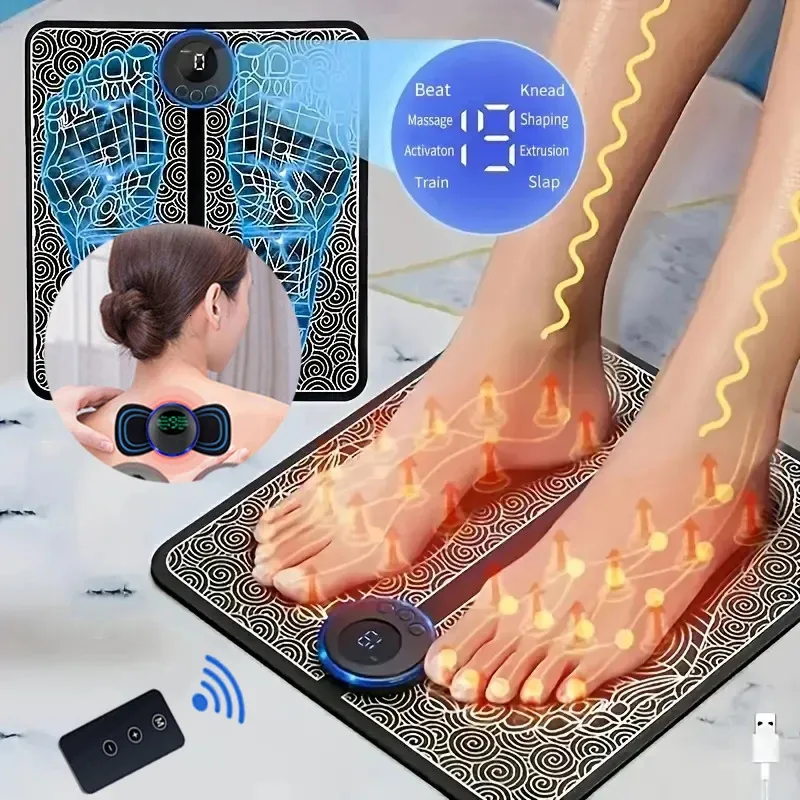 Massageador de pés EMS Pad Portátil Dobrável Tapete de Massagem Pulso Estimulação Muscular Melhorar A Circulação Sanguínea Alívio Dor Relaxar Pés 231128