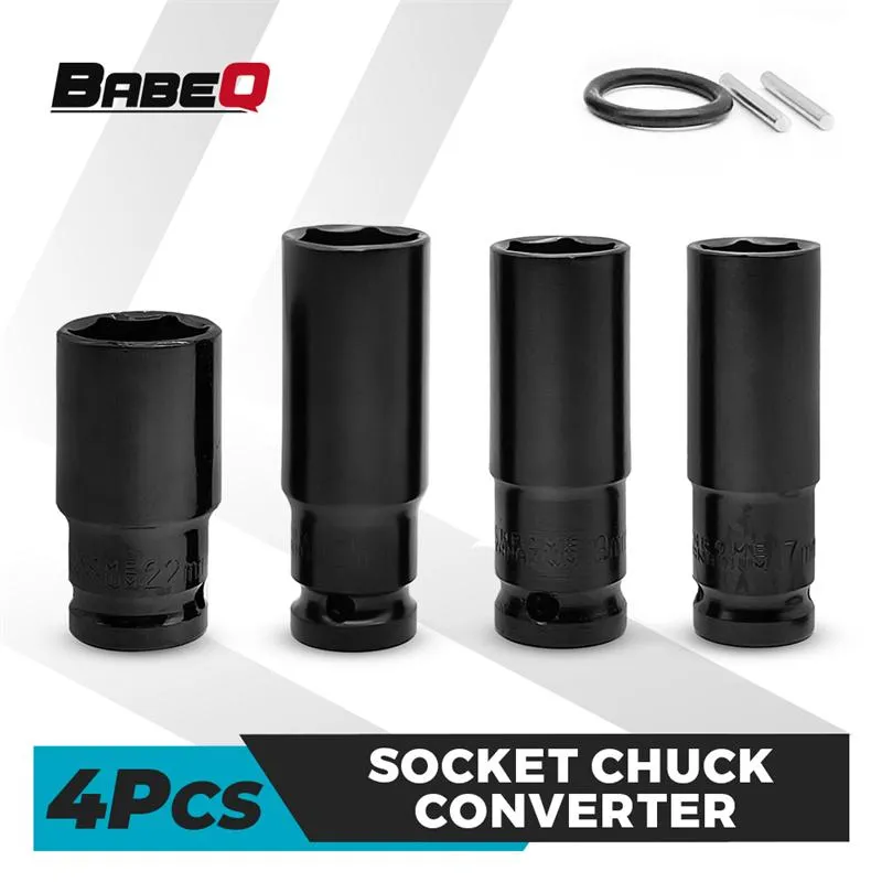 Sleutels Conjunto de soquete de 1/2 polegada 4 PCS Chave de impacto elétrica Hexs Soquete Chuck Conversor Adaptador de unidade para chave de fenda elétrica Chave de fenda