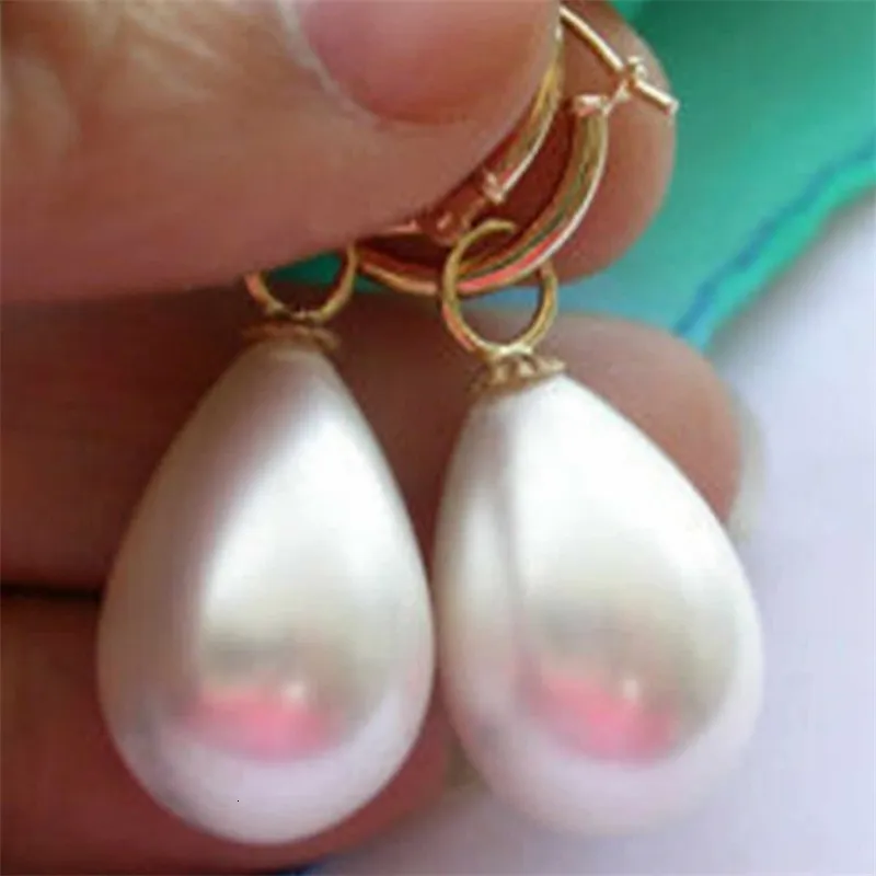 Stud Natural 14X16mm southsea White shell Pearl Tear Drop Hoop Earrings Beautiful Jewelry Party Gift Accessories Fashion CARNIVAL 231128