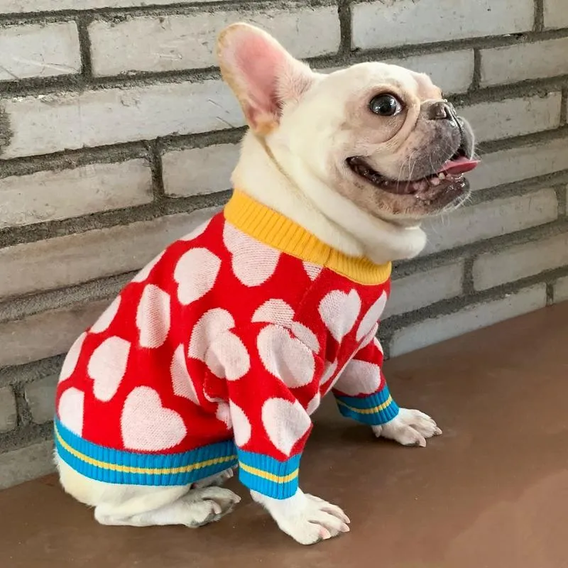 Pulls Joli pull pour chien de petite et moyenne taille, vêtements pour chiens de Style cœur, bouledogue français, carlin, Costume pour chiens et animaux de compagnie