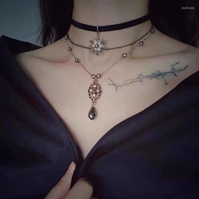 Hänge halsband harajuku tillbehör mörk serie lolita choker halsband uttalande steampunk gotisk estetiska vintage smycken för kvinnor