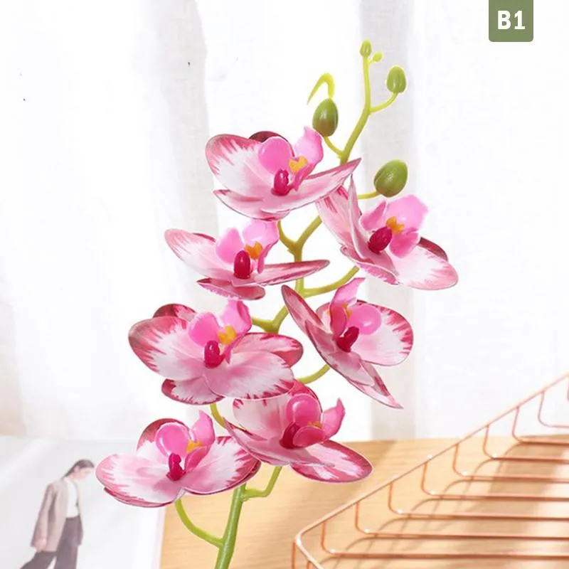 Flores decorativas Guirnaldas Artificial Pvc Mariposa Orquídea Phalaenopsis Ramo para la boda Christams DIY Decoración del hogar Fake Garden Pott