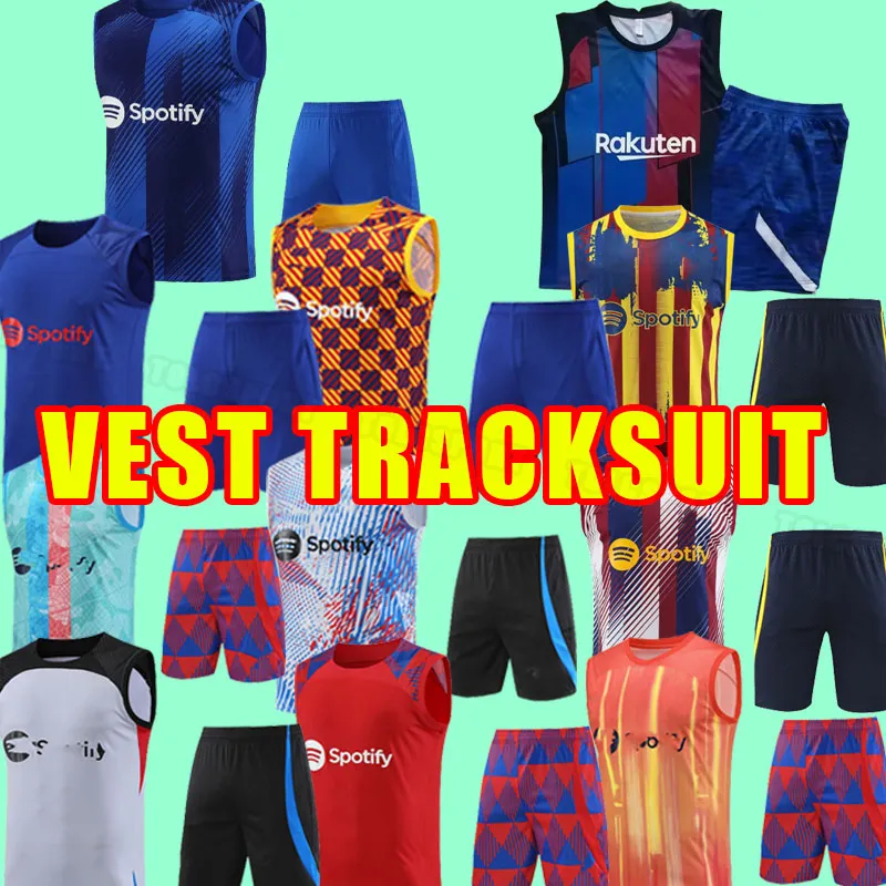 Vest Set ANSU FATI PEDRI soccer tracksuits 23 24 LEWANDOWSKI GAVI ADAMA FERRAN RAPHINHA 2023 2024 barcelonas F. DE JONG DEST short sleeve pants DEMBELE