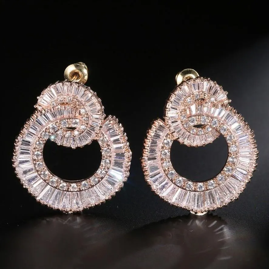 Victoria Wieck Luxury Jewelry 925 Sterling Silverrose Gold Fill Princess Cut White Topaz Cz Diamond Women Wedding Stud Earrin259g