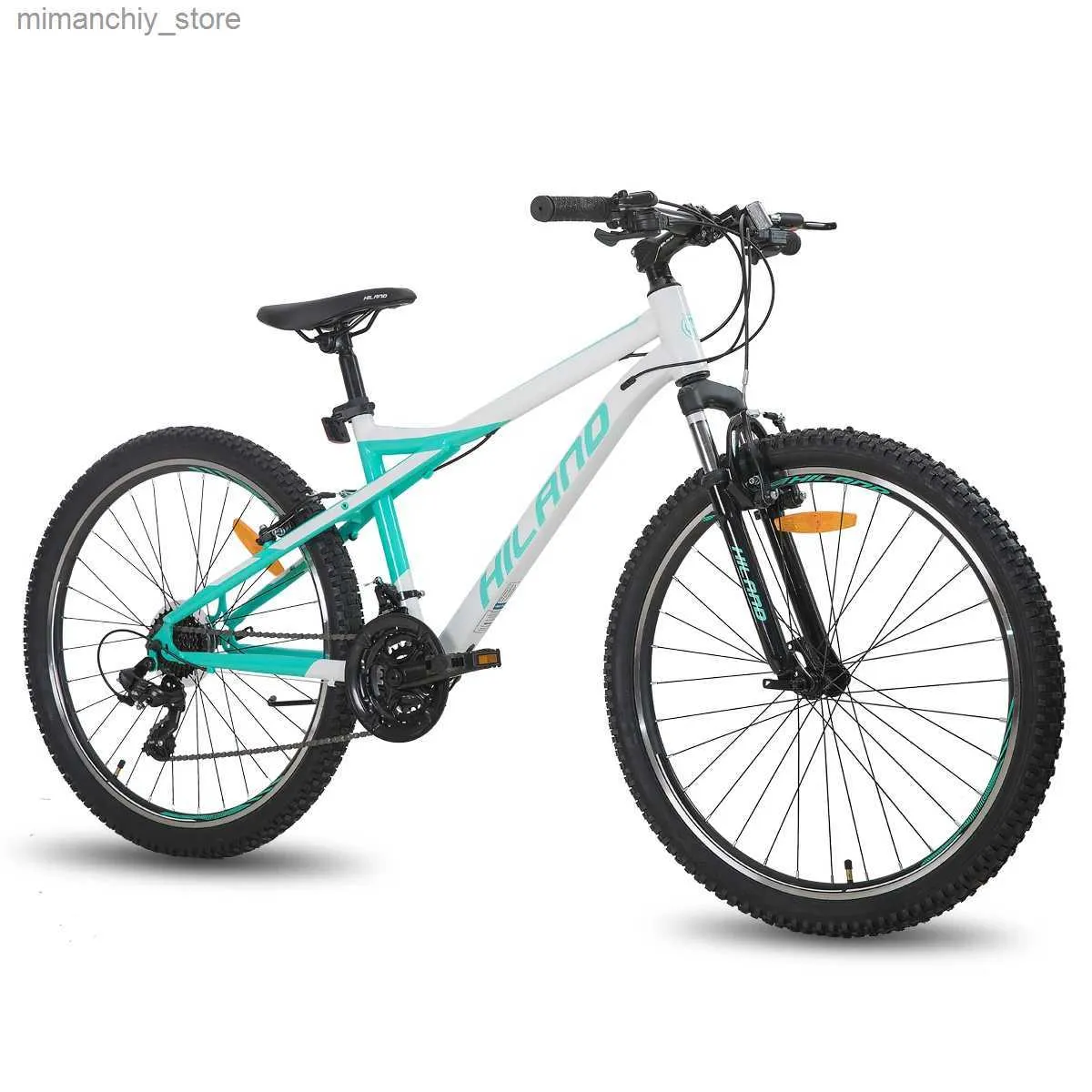 Bicicletas Hiland 26 polegadas Womens Mountain Bike 21 Velocidade com Garfo de Suspensão MTB Cabine Interna Bicyc para Jovens Homens Mulheres Adulto Q231129