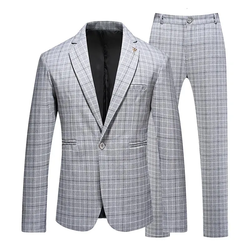 Trajes para hombres Blazers Blazer de alta calidad Pantalones Estilo británico para hombres Negocios simples de gama alta Moda elegante Ocio El trabajo es un traje de dos piezas 231128