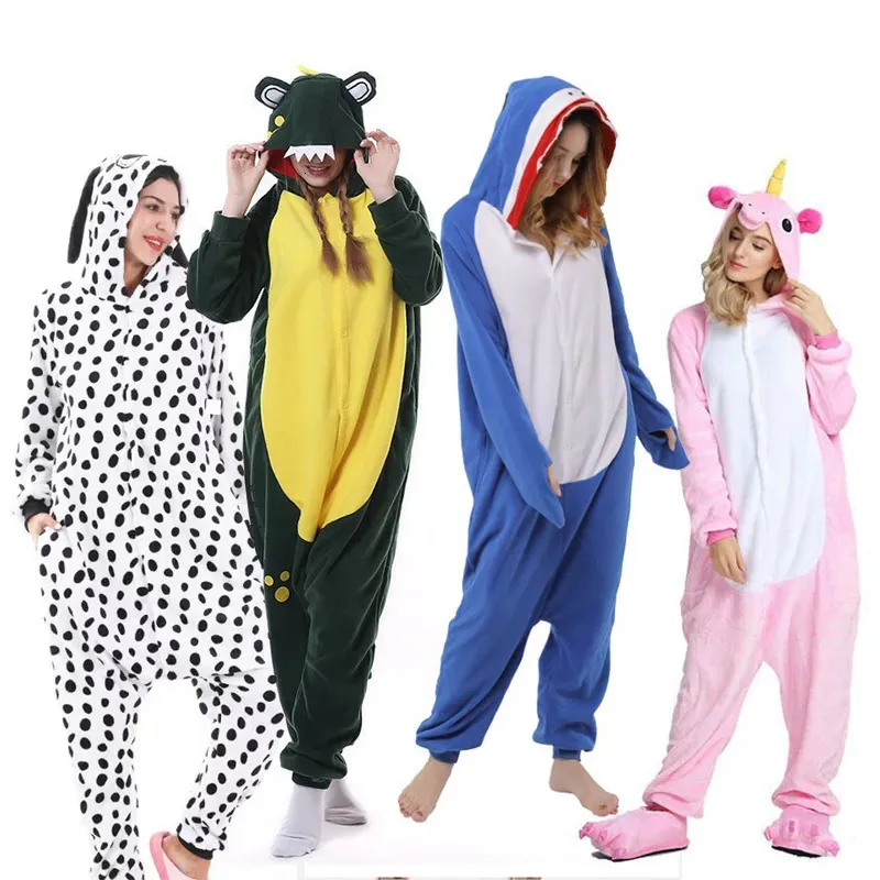 Sexy Pyjama Herfst Winter Dinosaurus Cartoon Dier Onesie Vrouwen stuk pyjama Leuke Groene Slapen Kleding Cosplay volwassenen 231129