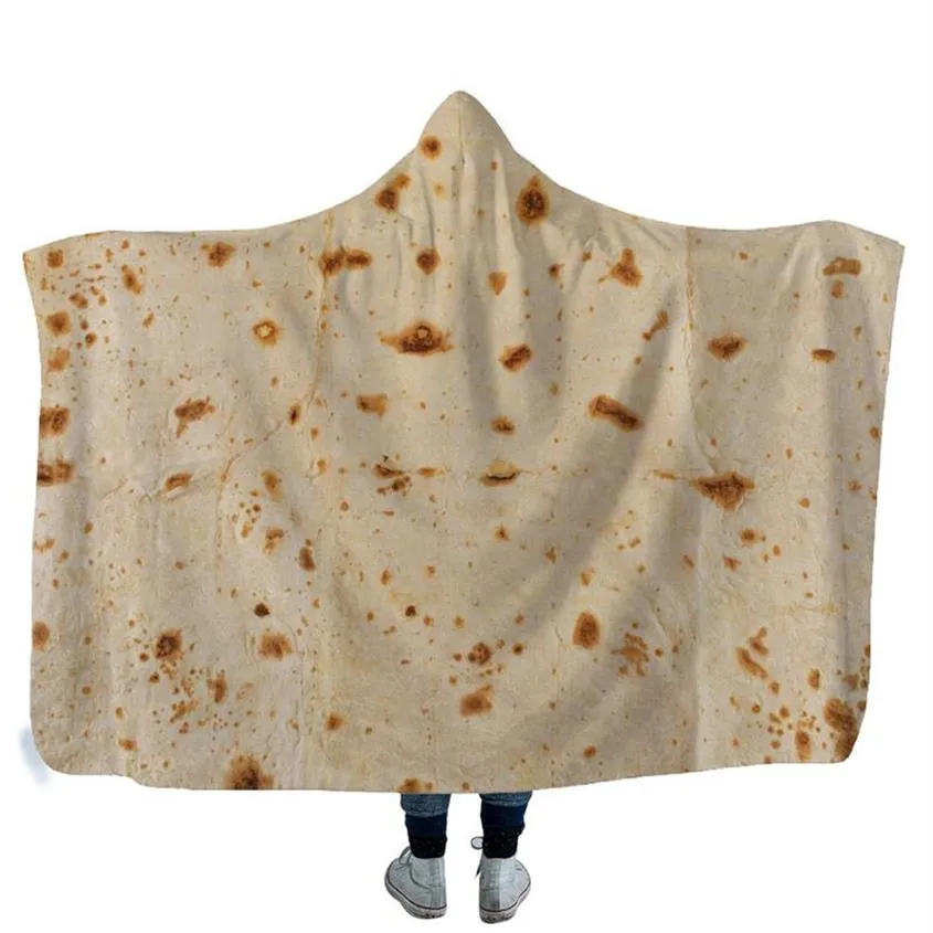 Couverture à capuche Tortilla mexicaine créative Couverture douce et chaude pour enfants avec capuche Sherpa Fleece Snuggle couvertures portables pour enfants 130271k