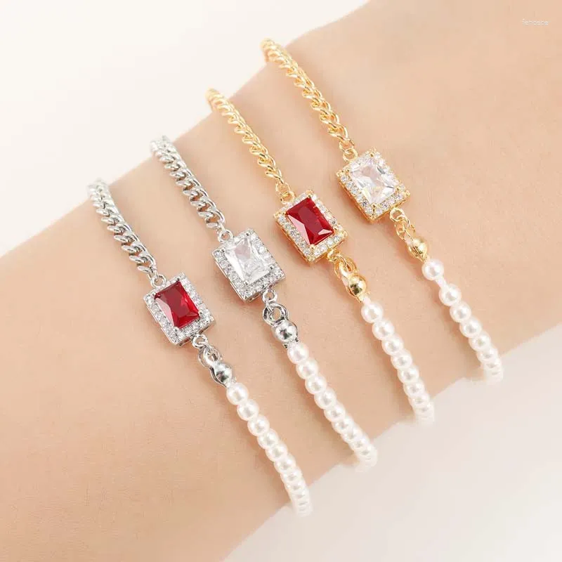Bracelets de liaison bracelet hadiyana vintage jeune bijoux à main sl4011 chaîne cubique zircone mode bracelets amis cadeaux d'anniversaire