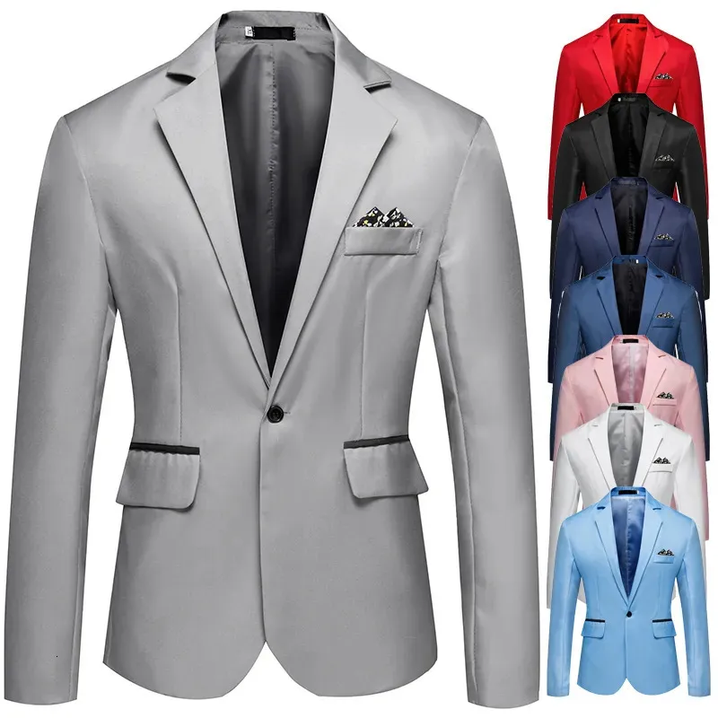 Herrdräkter blazrar 8 färger mäns kostym affär casual ingen järn enkel rad enkel knapp split krage bröllop party coat slim fit office blazer 231128