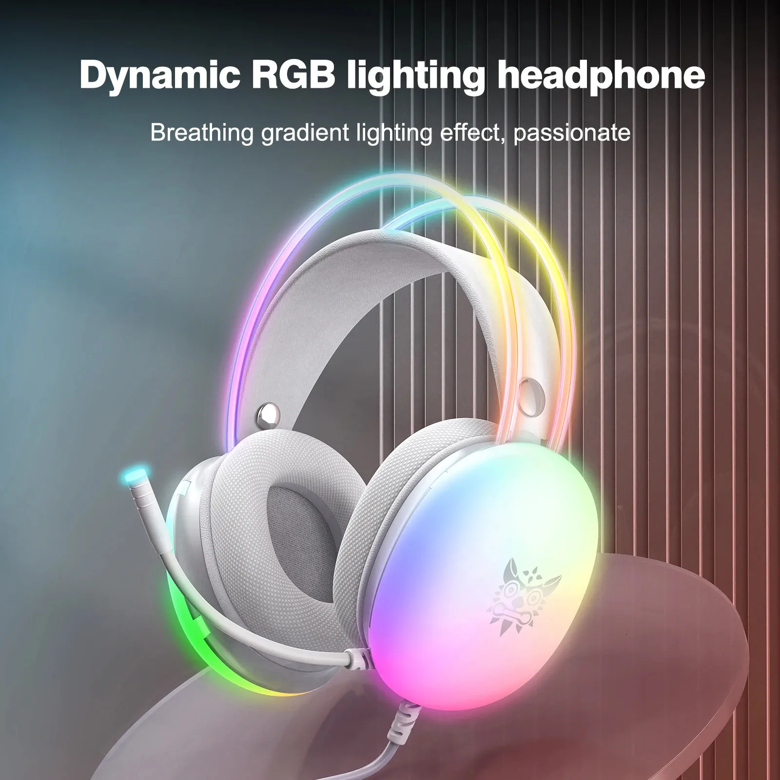 Écouteurs pour téléphone portable ONIKUMA 2023, casque d'écoute avec lumière LED RGB complète, casque d'ordinateur pour PC Gamer KOL 231128