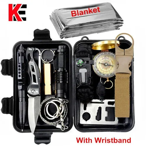 Military Grade Survival Kit Set For Outdoor Travel And Camping Includes  Wristband, Whistle, Blanket, Knife, And Mini Multi Tool Blades For  Emergency Aid 231128 From Hu09, $23.6