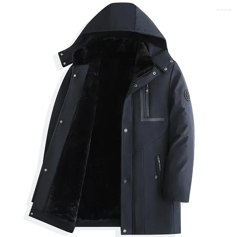 Trench da uomo Cappotto da uomo in piumino spesso Parka Marca Mantieni caldo Inverno Nero Classico Giacca imbottita Abbigliamento Uomo Business Giacche lunghe con cappuccio