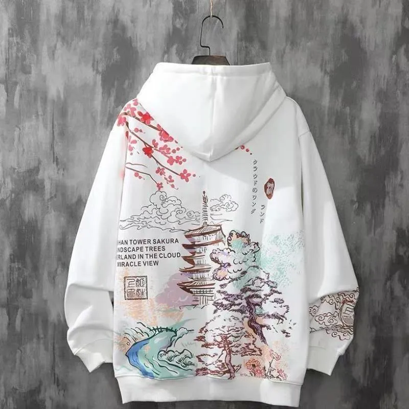 Erkek Hoodies Sweatshirts Çin tarzı kapüşonlu erkek kapüşonlu Velvet Harajuku tarzı gevşek moda markası hip-hop öğrencisi