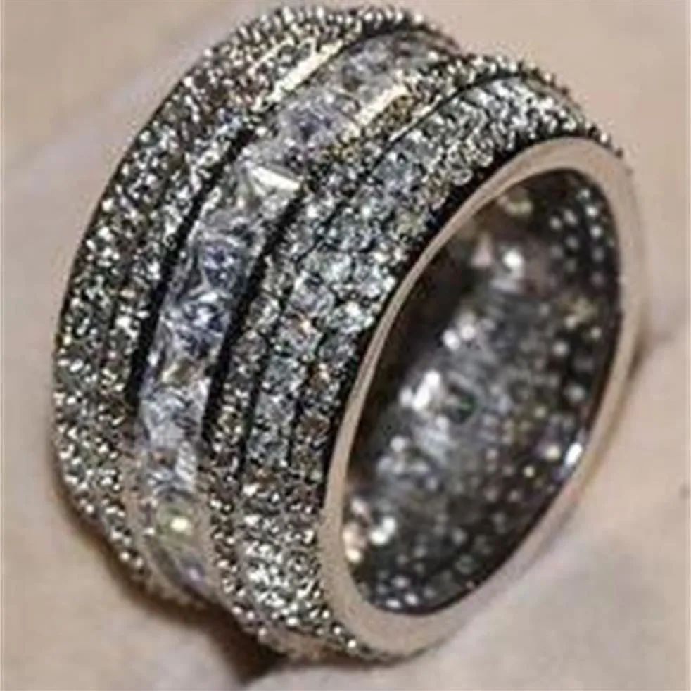 DIWENFU 100% S925 Lab Moissanite pour femmes hommes argent 925 bijoux Anillos De mariage bandes bague boîte Anel333Y