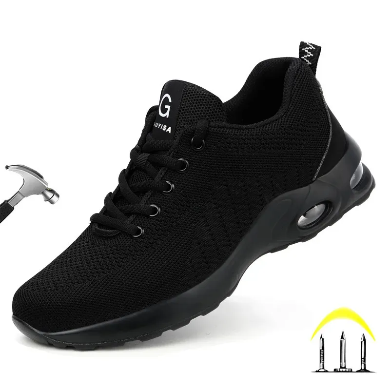 Safety Shoes Air Cushion Work Safety Shoes For Men Women Breathable Work Sneakers Steel Toe Shoes Anti-puncture Safety Protective Shoe 231128