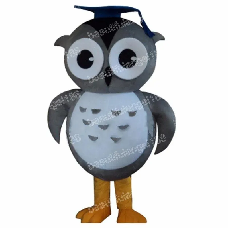 Costumes de mascotte de hibou gris d'Halloween de haute qualité Caractère de thème de dessin animé Carnaval Taille adulte Tenue de fête de Noël Costume pour hommes femmes