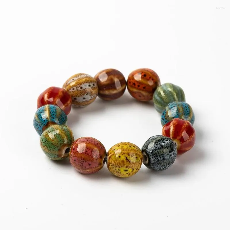 Strand Colorful Unique Ceramic Ball Beads Bracelets Hand Made DIY Artware Retro Bracelet Jewelery Wholesale #FY368