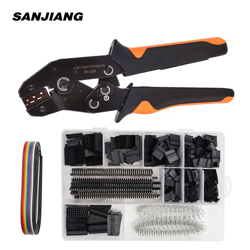 Tang SN28B Crimping Tool Kit DuPont Ratcheting Crimper Plier Set 1550pcs 2.54mm Dupont 1/2/3/4/5/6/8 Pin Housing Connector Crimp Pin