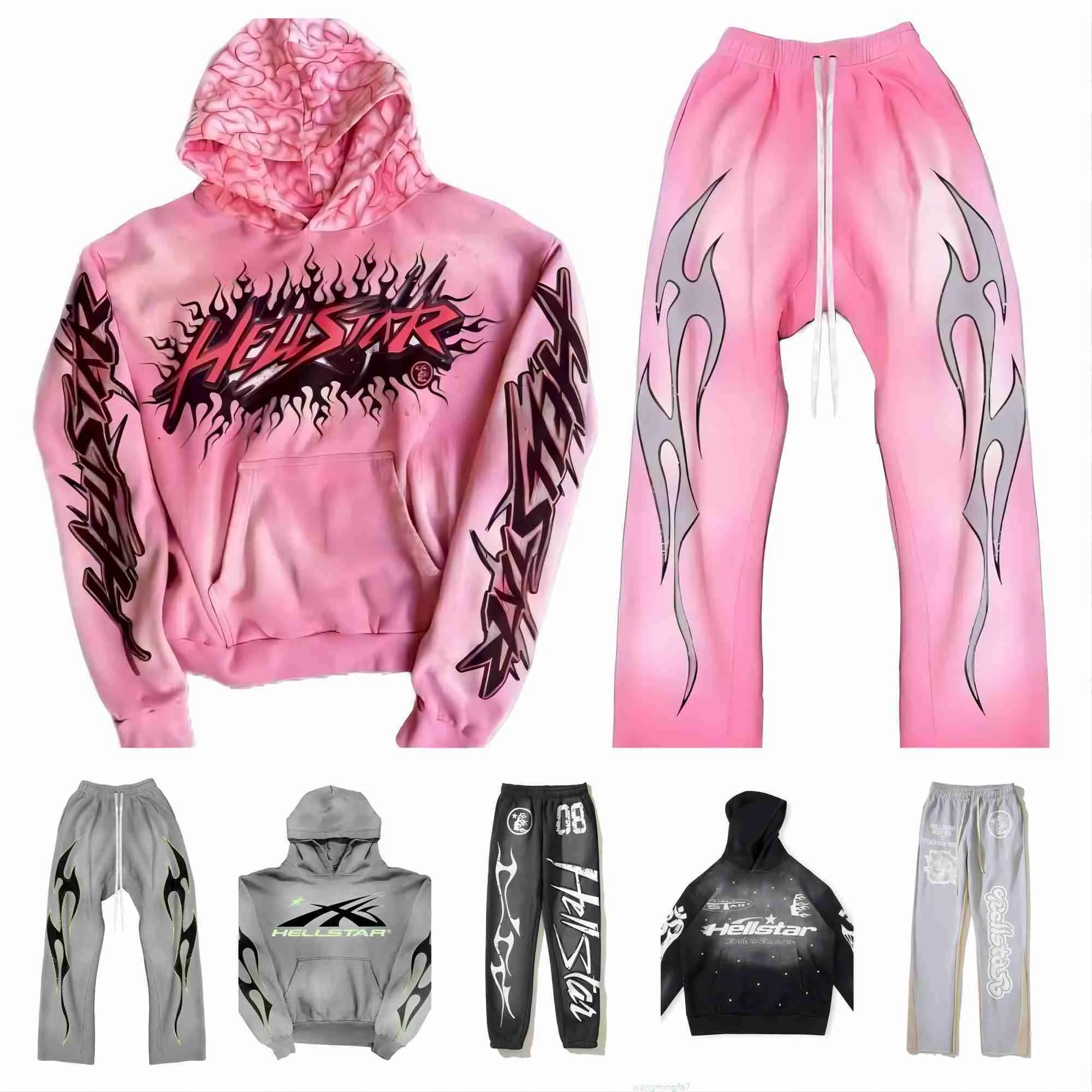 X7gb Hommes et femmes Hellstar Sweats à capuche High Street Fleece Hellstar Pantalon Harajuku Stranger Things Oversize Lose Sweatshirts Lâche Hip Hop