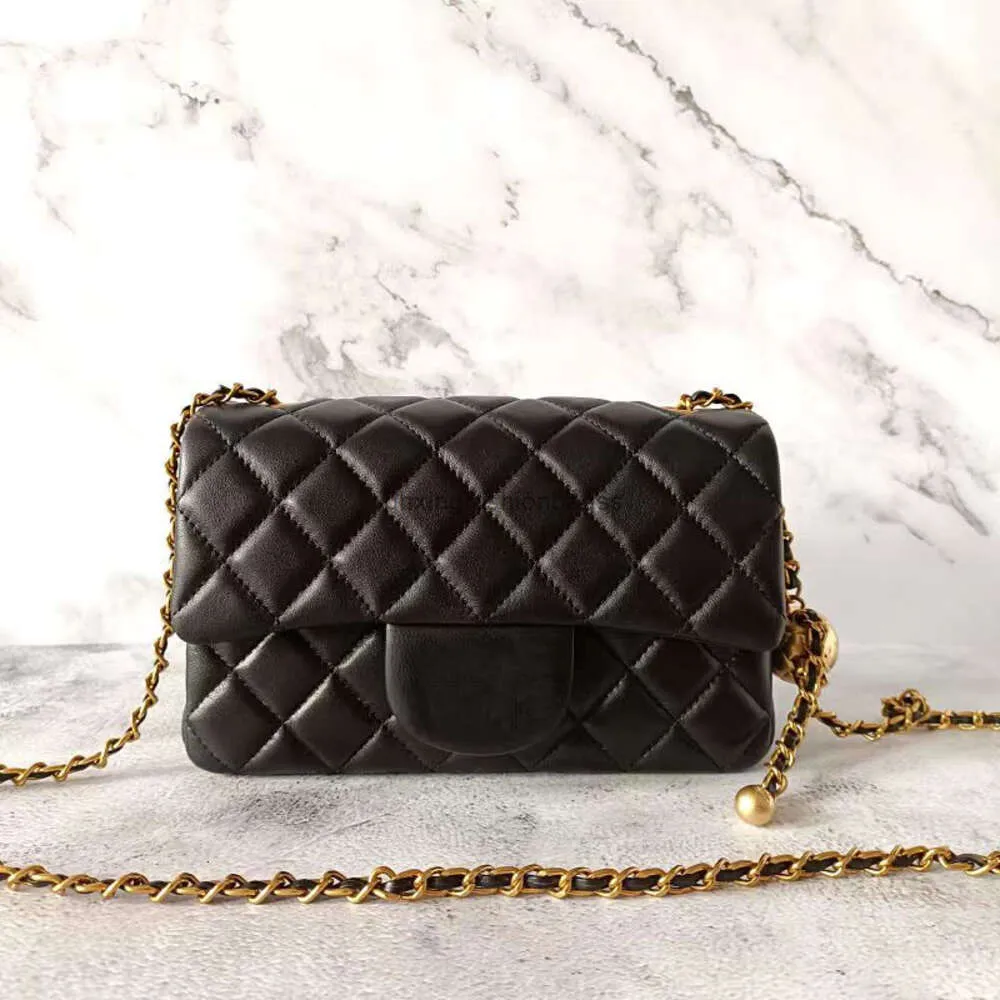 New Square Fat Handbag Casual fashion Designer Channel Bag Diagonal shoulder top luxury design sheepskin Gold ball chain purse Women's bag