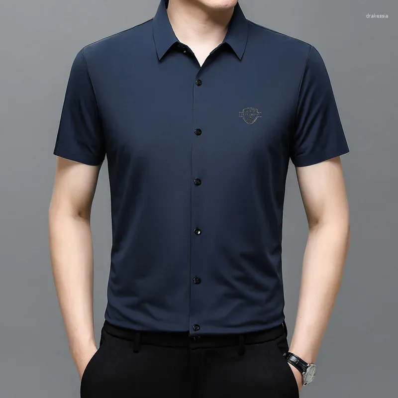 Мужские повседневные рубашки, высококачественная бесшовная рубашка с короткими рукавами, деловая свободная рубашка Anti-Zou, не гладящаяся