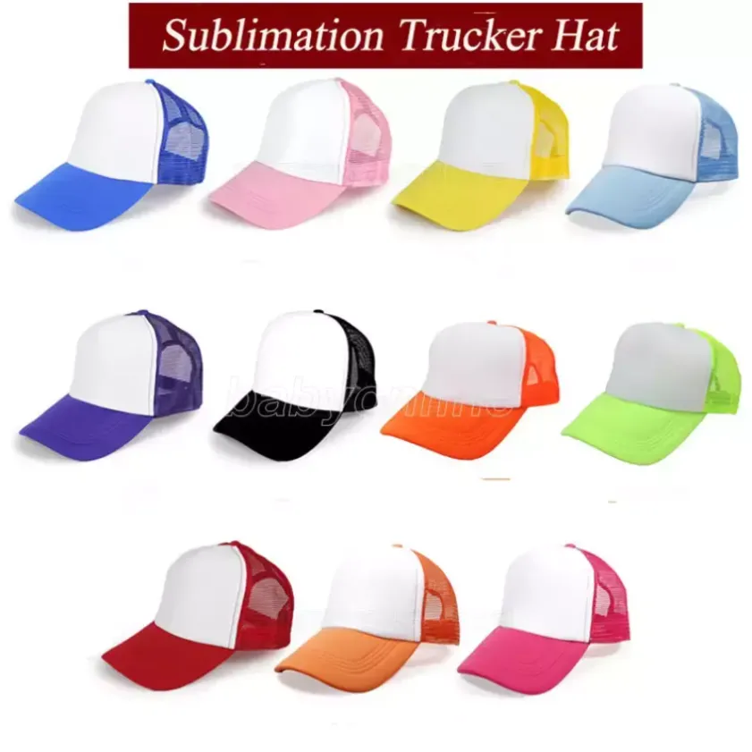 Sublimatie Trucker Hoed Sublimatie Blanco Mesh Hat Adult Trucker Caps For Sublimation Printing Custom Sports Outdoor Hat FY5126