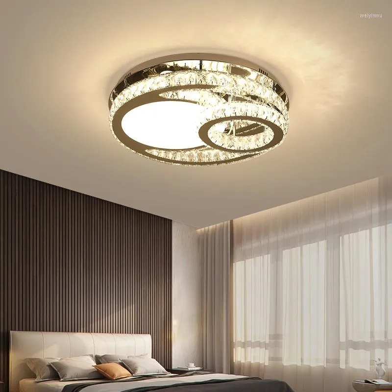 Plafoniere Modern Ring Luxury K9 Crystal LED Light Illuminazione residenziale Soggiorno Camera da letto Studio Lampada da pranzo 3 anni