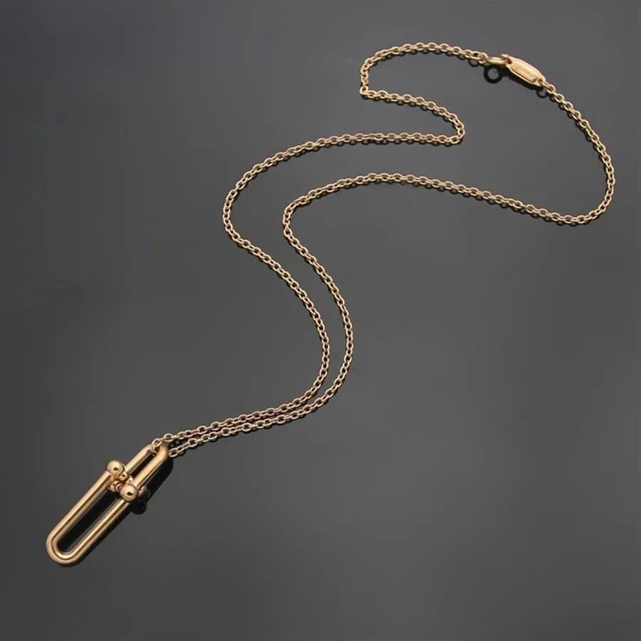 Дизайнерское двойное кольцо из бамбука, ожерелье, люксовый бренд, серьги-подвески с пряжкой в виде подковы, женские геометрические серьги, День святого Валентина229T