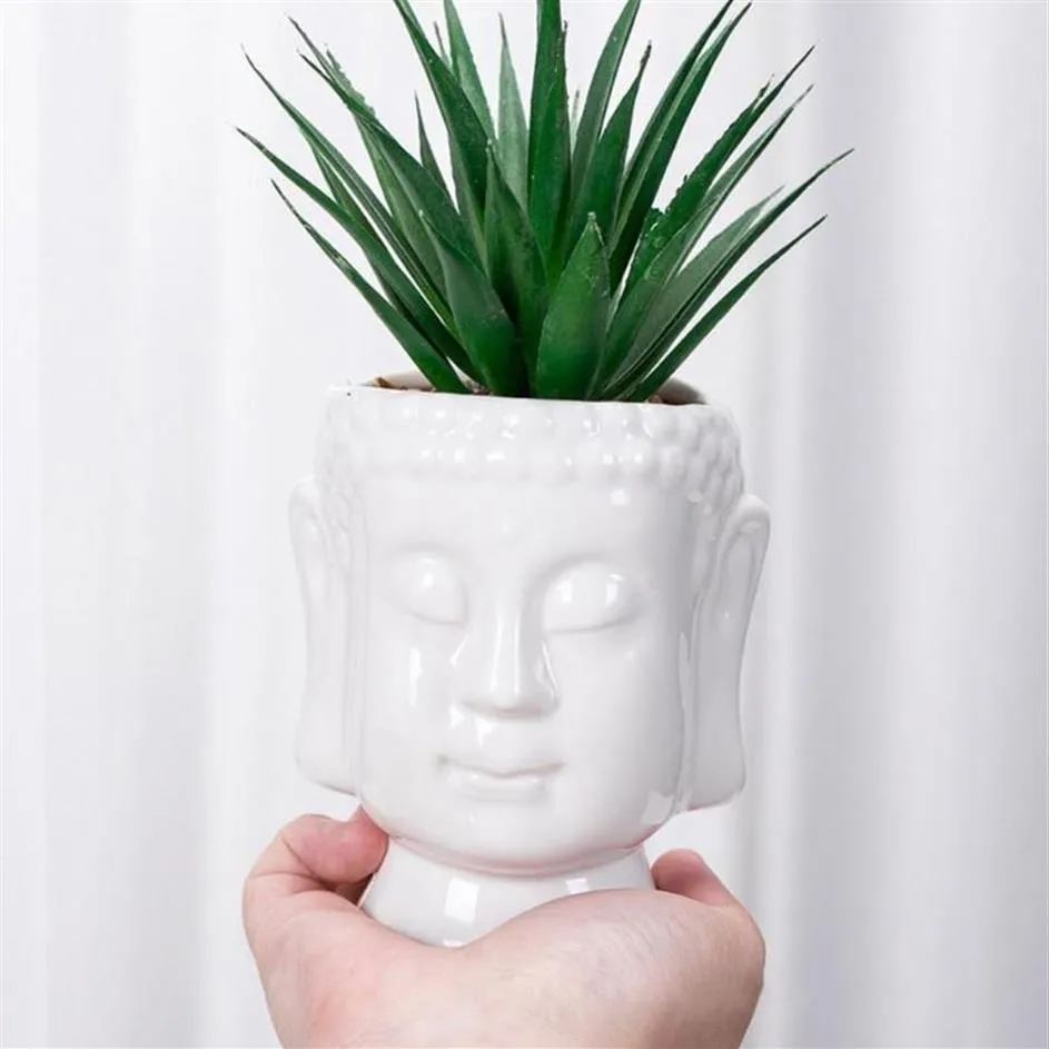 Vasi Creativo Buddha Vaso da fiori in ceramica Modello in miniatura Ornamento Fioriera succulenta Home Office Desktop Soggiorno Decorazione interna267b