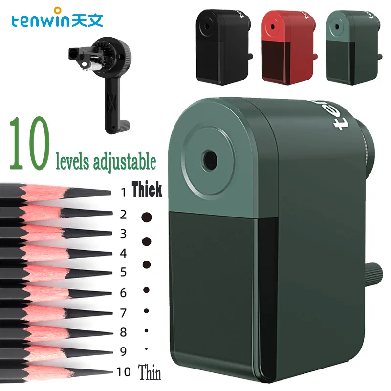 Pencil Sharpeners Tenwin Sketch adjustable pencil sharpener School Stationery Hand Crank Classic Model 230428