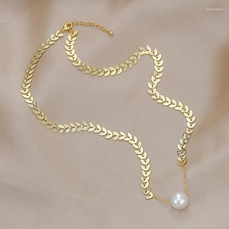 Pingente colares olho pingentes trigo pérola corrente colar charme jóias para mulheres atacado cor de ouro aniversário presentes de festa de natal