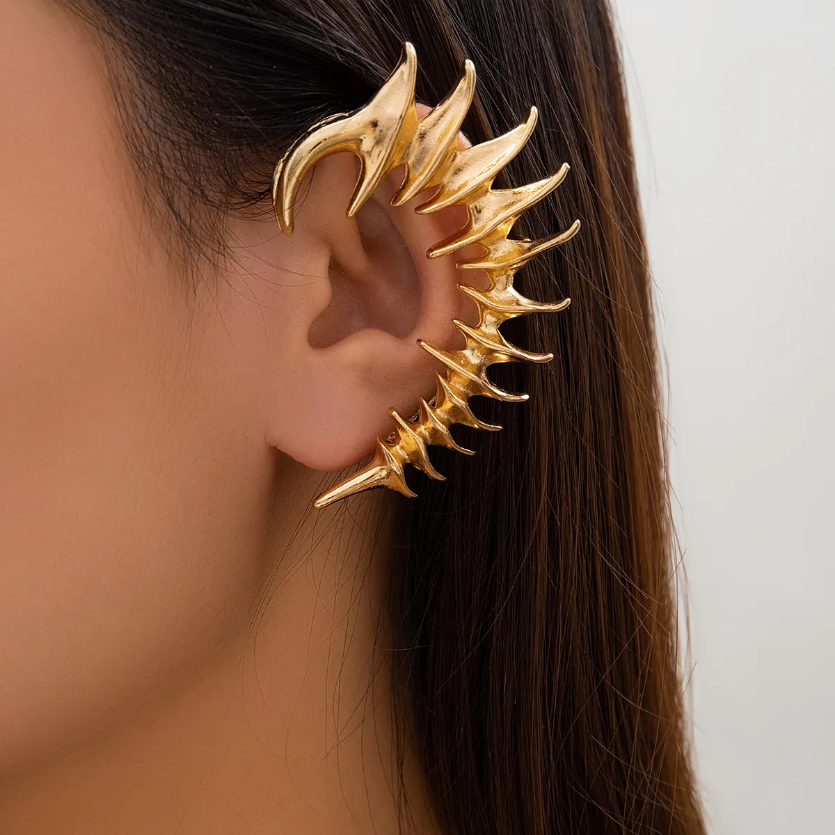 S3871 joias da moda estilo gótico, espinhos de osso, orelha, punho de orelha, brincos de uma peça, clipe de orelha