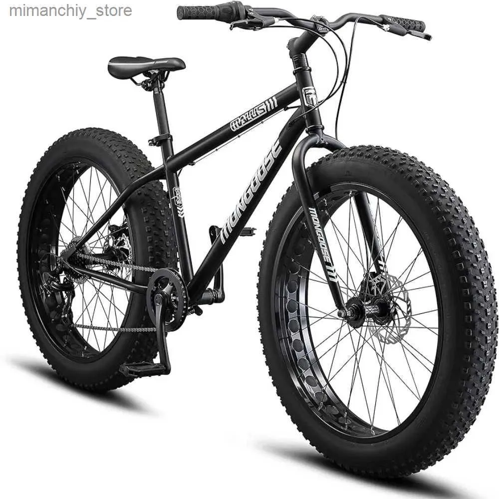 الدراجات Mongoose Malus Mens والنساء Fat Tyre Mountain Bike 26 بوصة عجلات BICYC 4 بوصة عريض الإطارات الصلب إطارات الصلب 7 سرعة Q231129