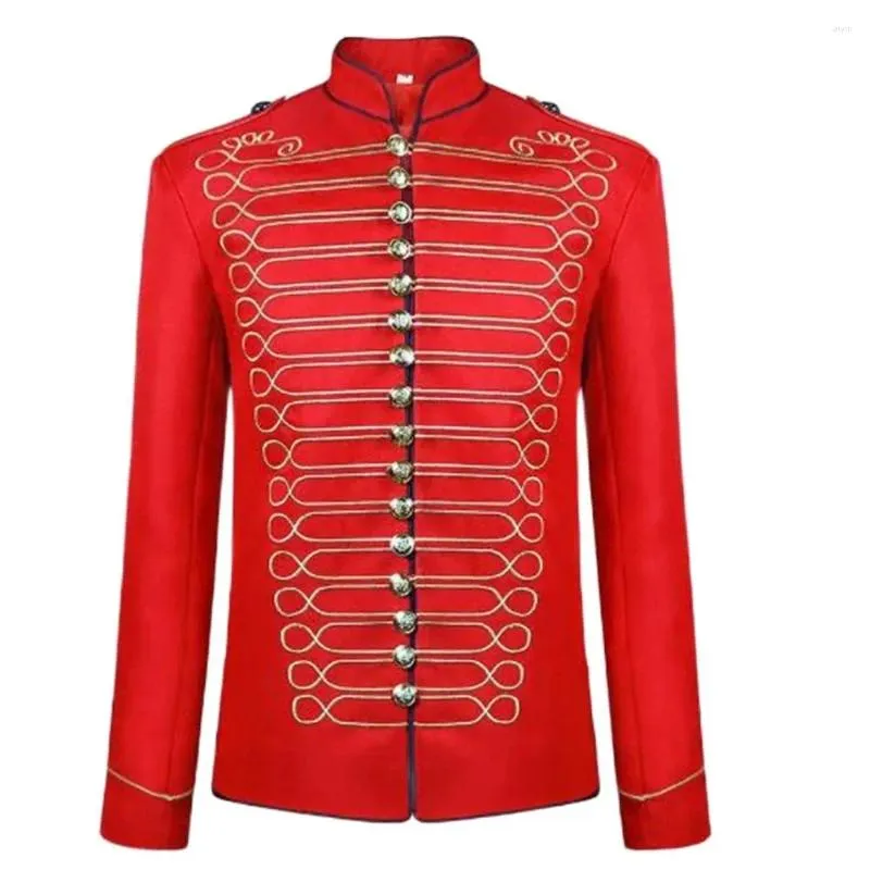 Trenchs pour hommes Hussar Jacket Gold Broderie Blazer Médiéval Gothique Steampunk Manteau Batteur Parade Uniforme Vestes Militaires Homme Vêtements