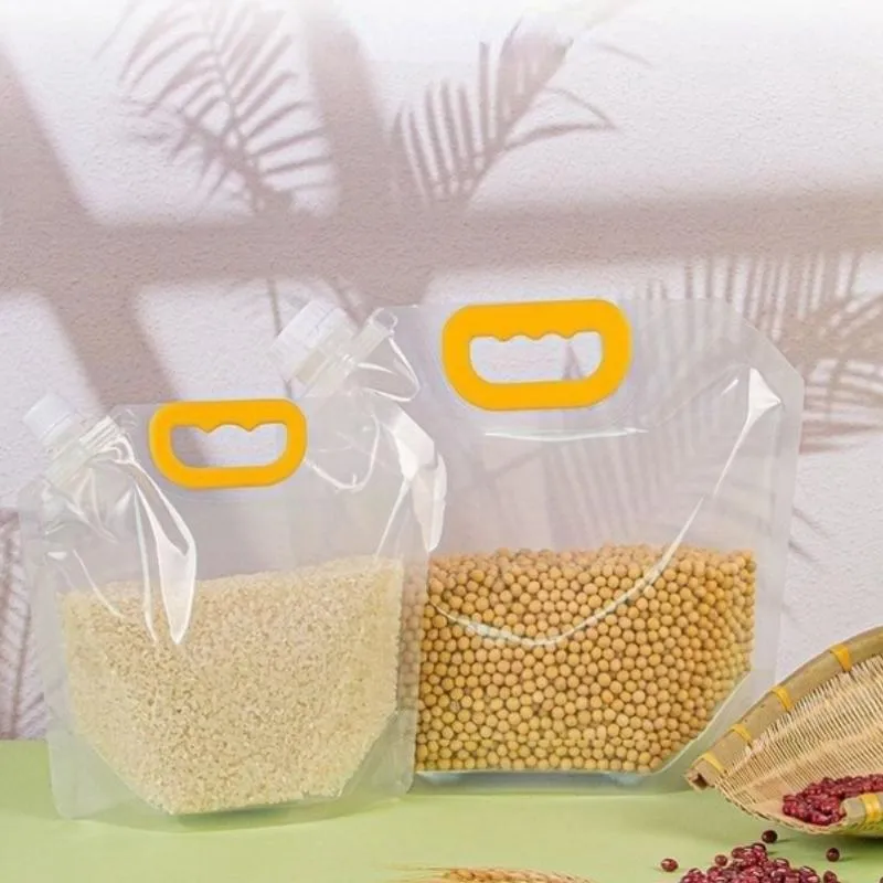 منظمة كيس تخزين الحبوب الشفافة أرز رطوبة حقيبة تغليف مختومة سميكة كيس فوهة محمولة بالجملة 10pcs